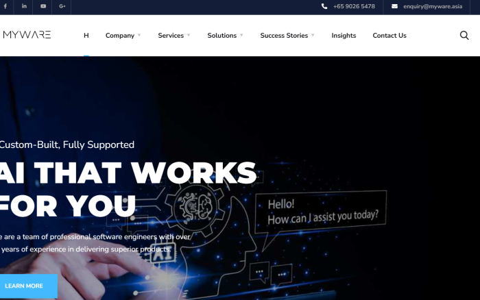 Myware Pte Ltd Custom made Web and Mobile Application